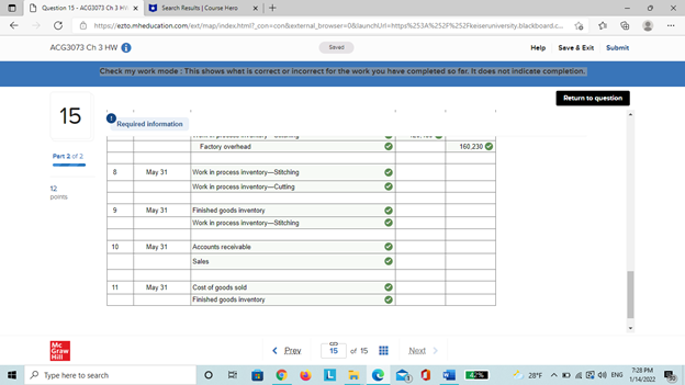 soccer balls in two sequential processes: Cutting and Stitching All direct materials