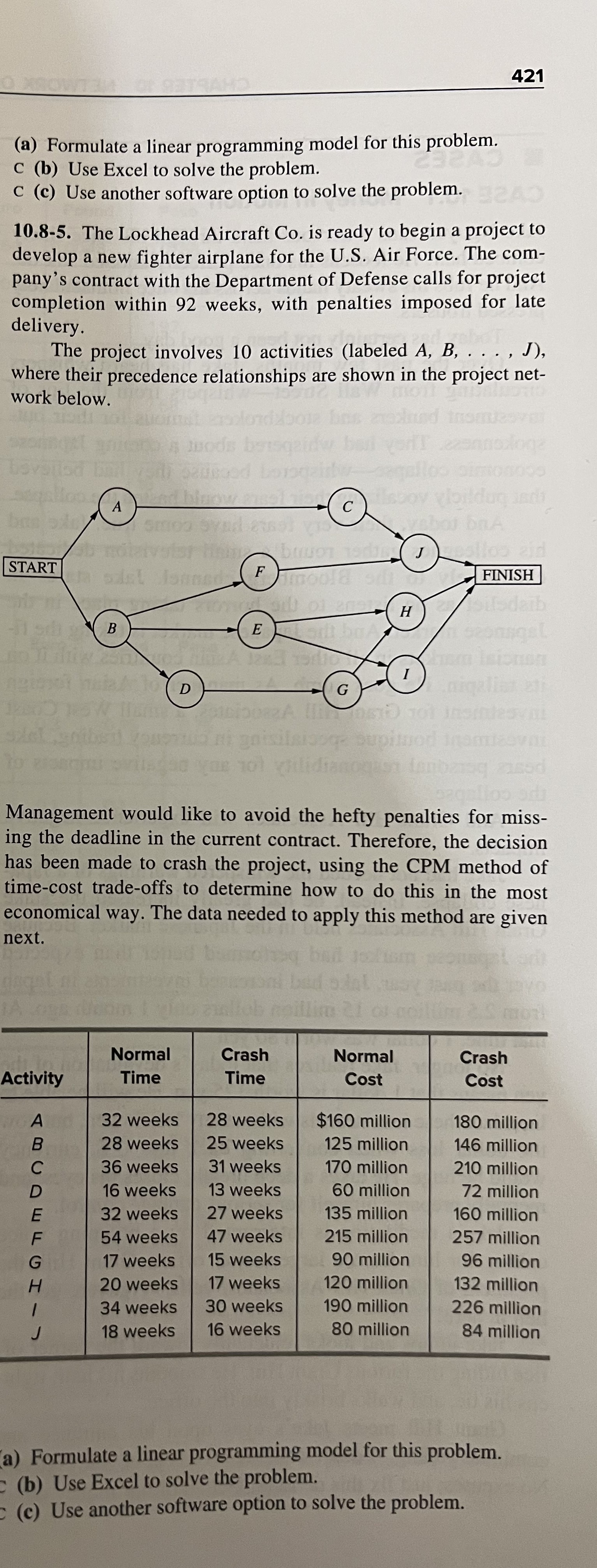 421 (a) Formulate a linear programming model for this problem. C