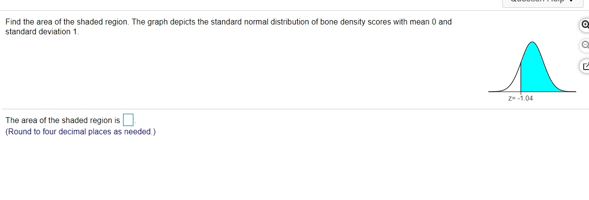 shaded region. The graph depicts the standard normal distribution of bone density