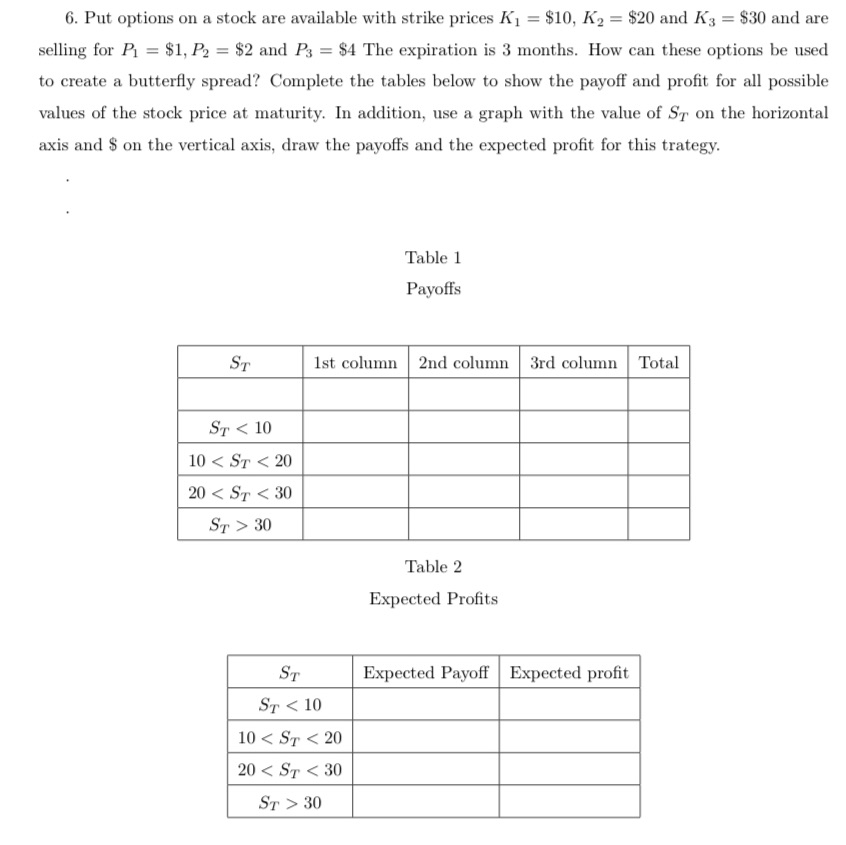 How do I approach this question? 6. Put options on a stock