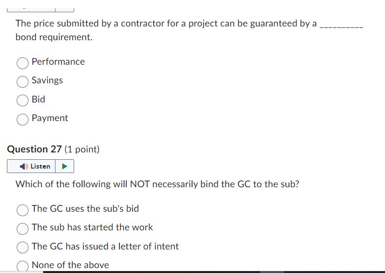 l'l_l The price submitted by a contractor for a project can