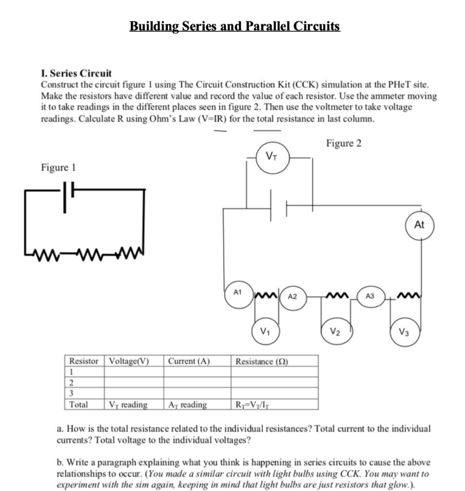 Circuits Getting to know the Simulation I. Observing voltage relationships Go to