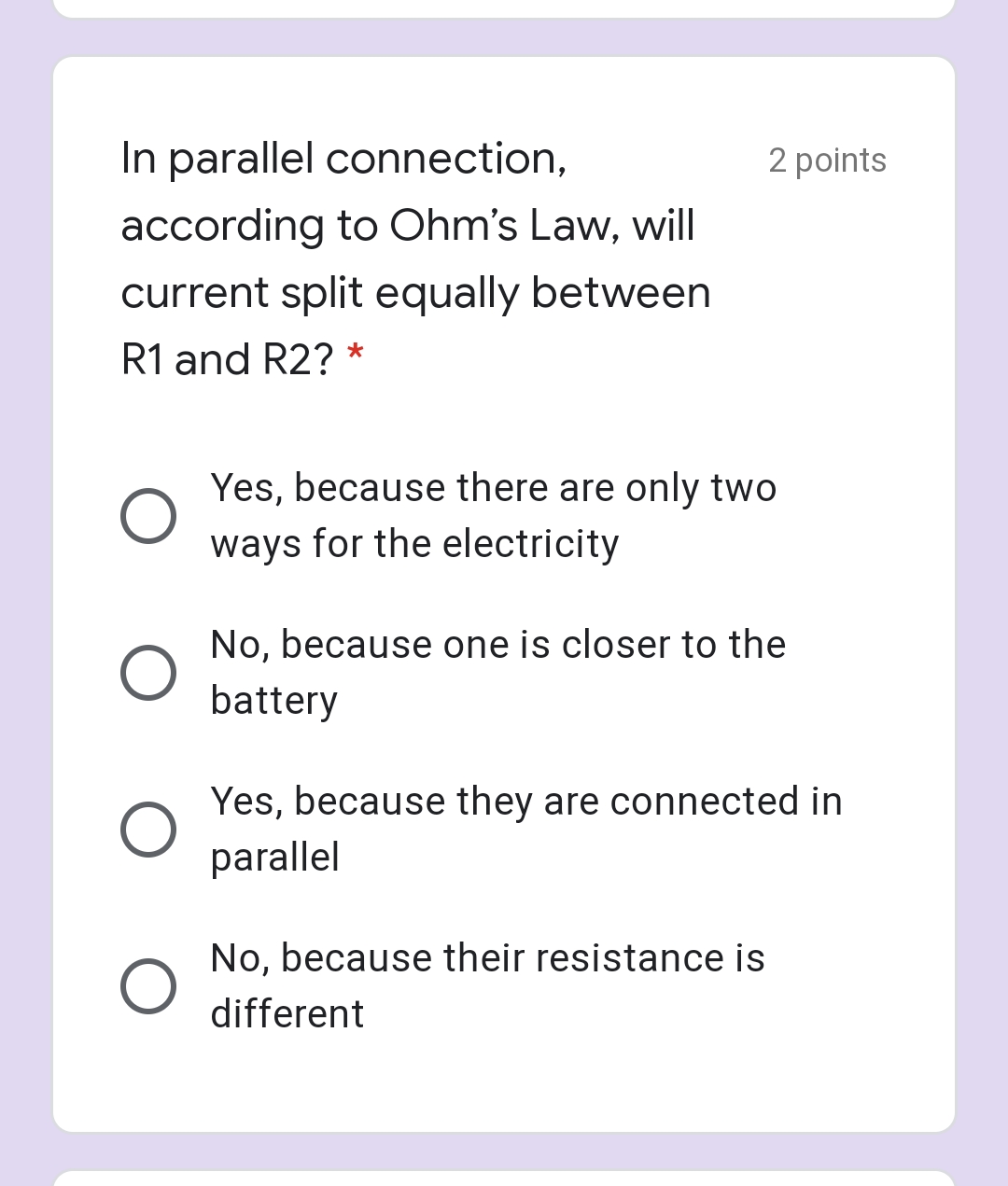 split among all resistors connected in series 0 l is the same