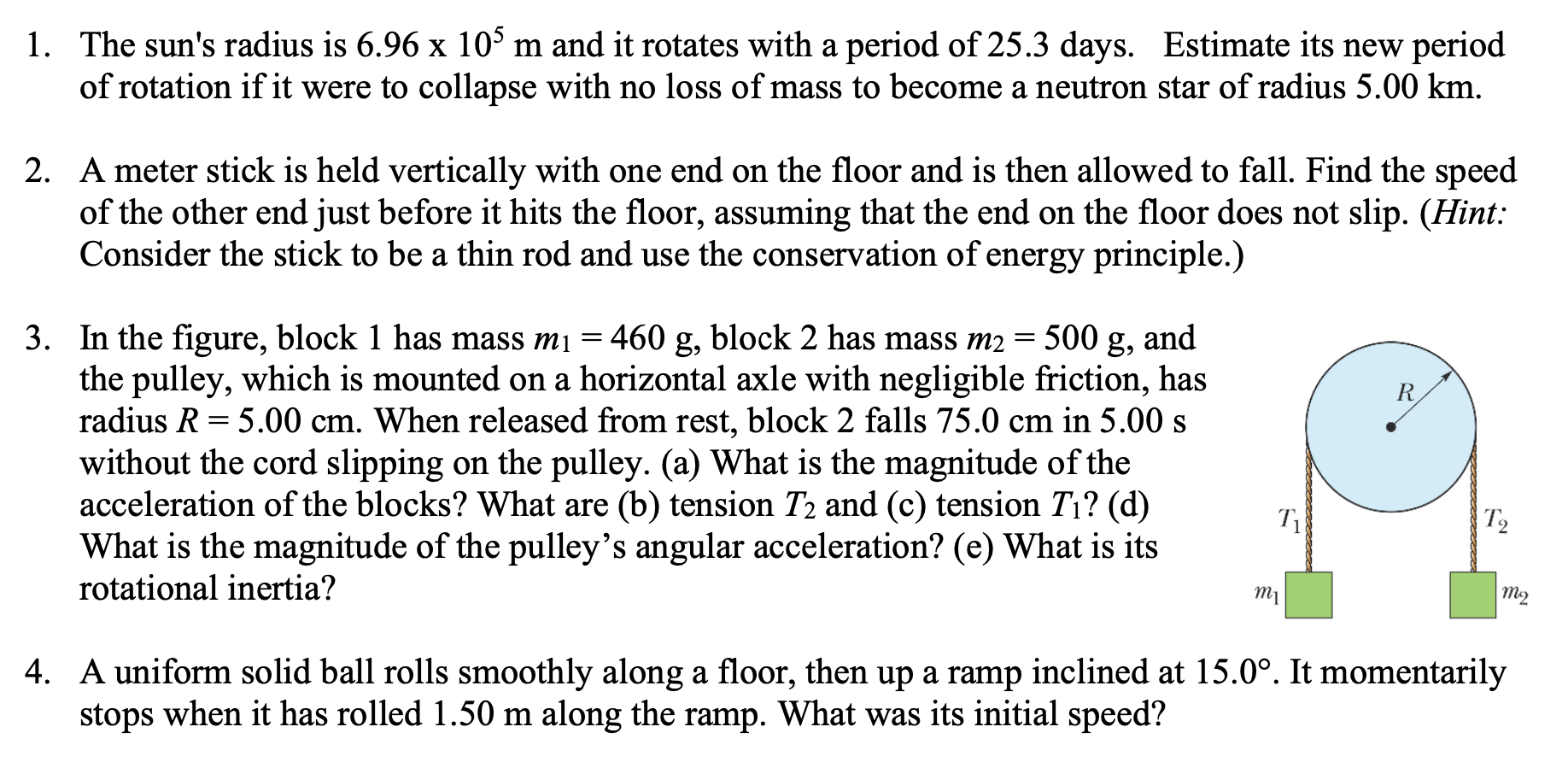 Provide complete solutions and explain thoroughly. l. The sun's radius is 6.96