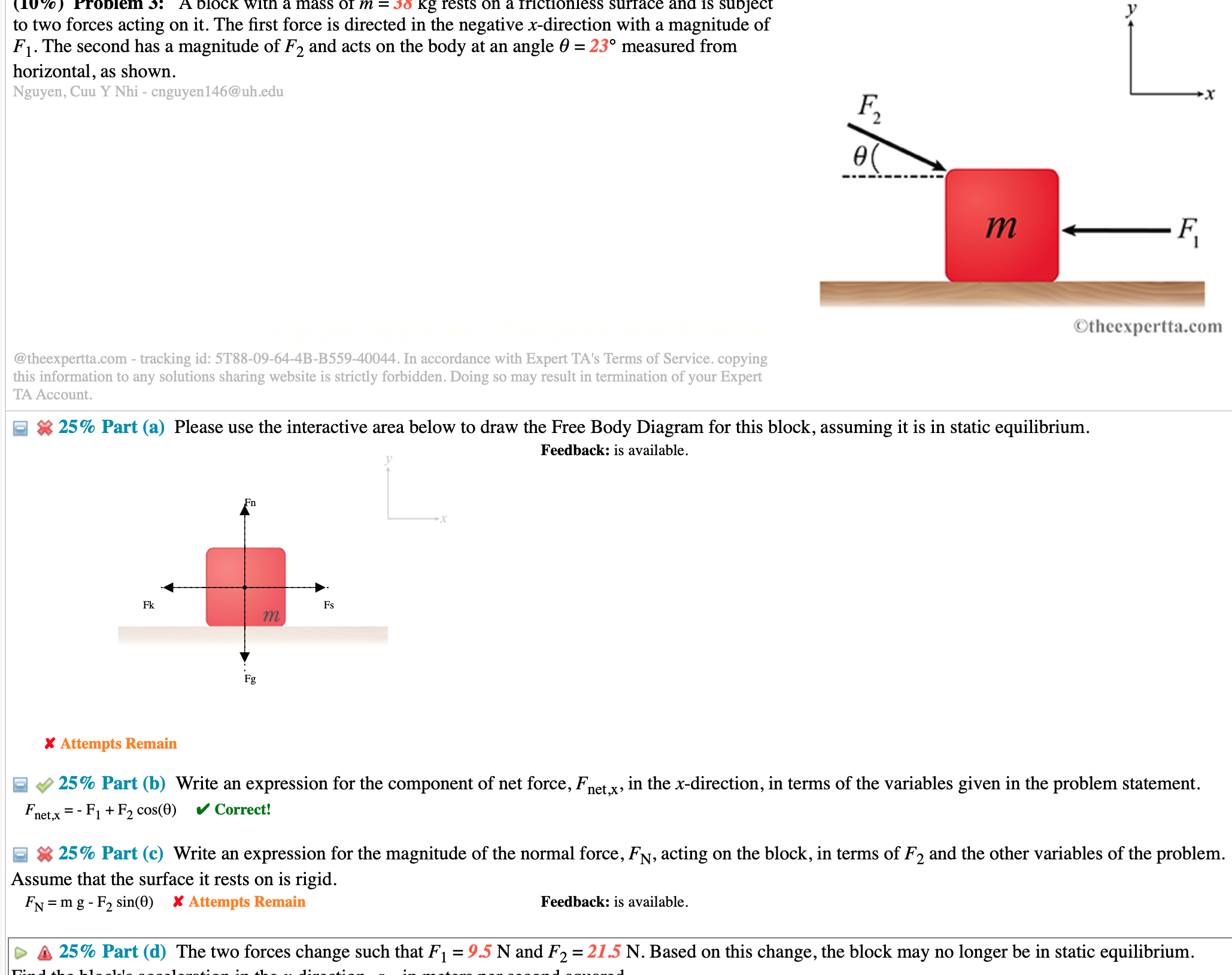 uu'm ) rromem a: A DlOCK With a mass or m