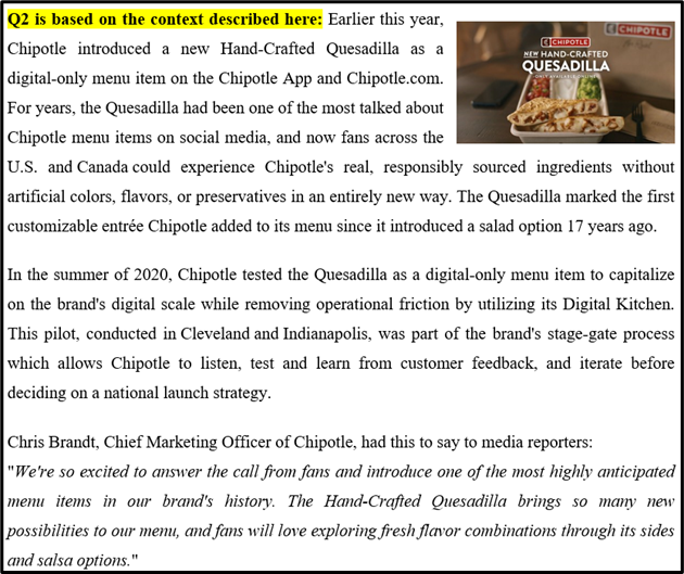 CHIPOTLE Chipotle introduced a new Hand-Crafted Quesadilla as a CCHIPOTLE HOW HAND-CRAFTED