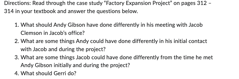 312 - 314 in your textbook and answer the questions below. 1.