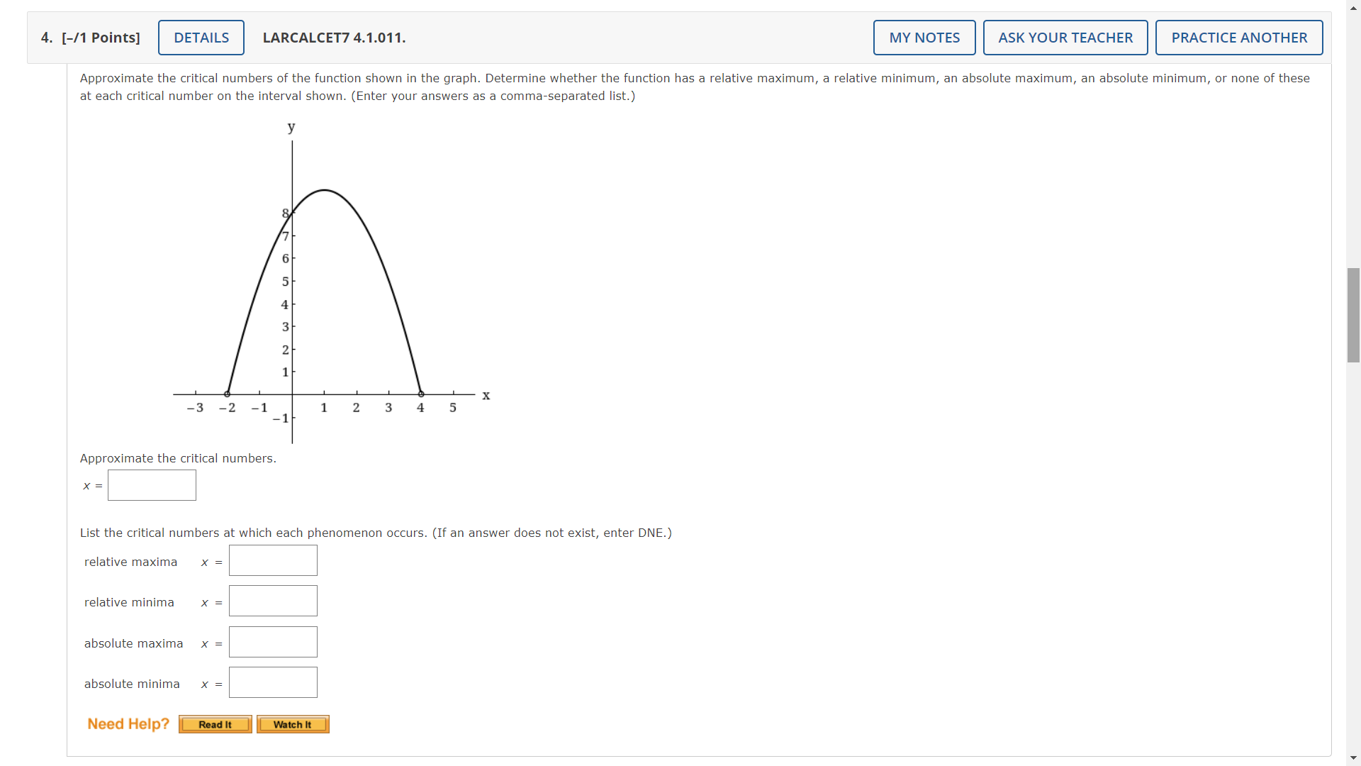 it Watch It Master It3. [-11 Points] DETAILS LARCALCET7 4.1.010, Find the