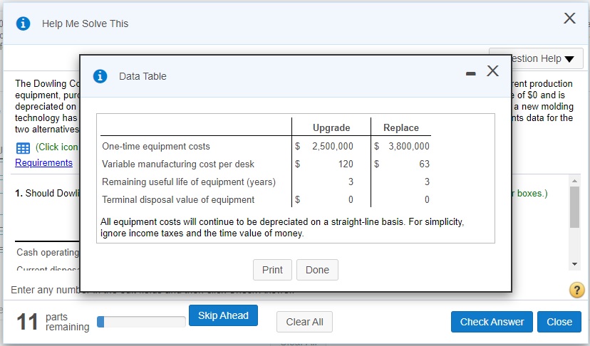 price of $475 each. Its current production equipment, purchased for $1,600,000 and