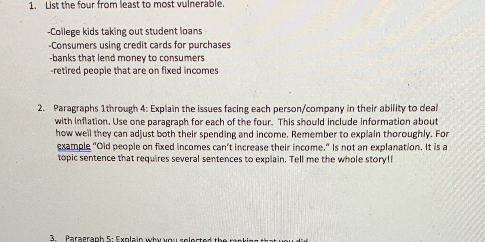 I need help with how to answer the problem in question number