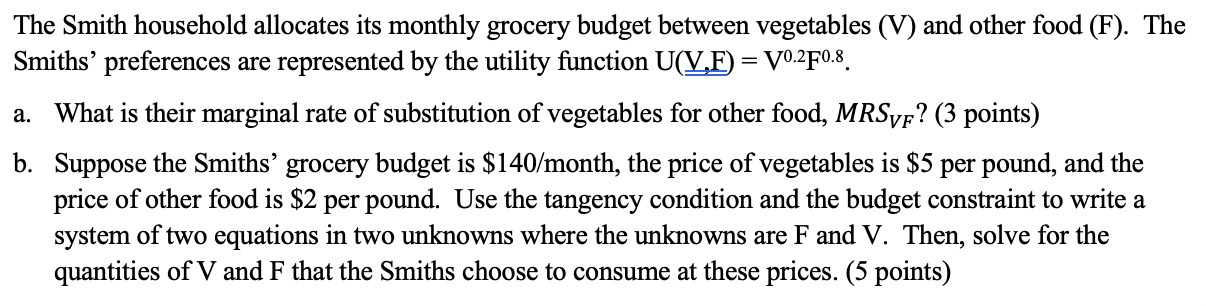I need help on this question + explanation please. The Smith household