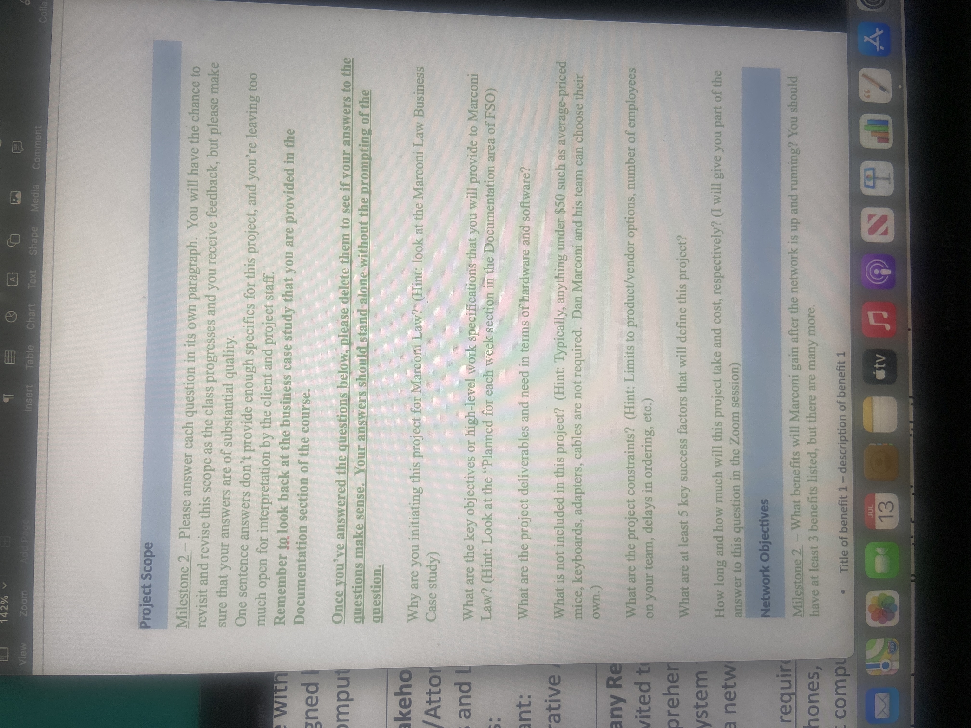 Project Scope Milestone 2 - Please answer each question in its own