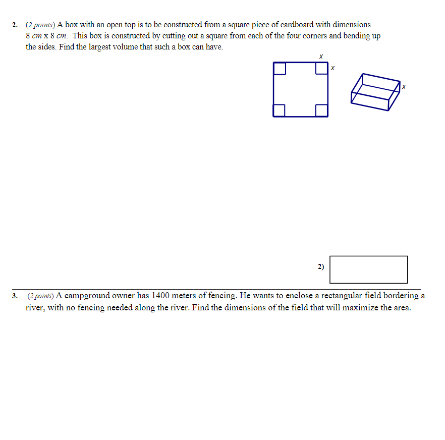 be constructed from a square piece of cardboard with dimensions 8 cm