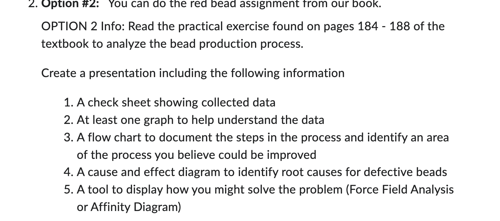 Z. Option #22 YOU can do the red bead aSSIgnment from