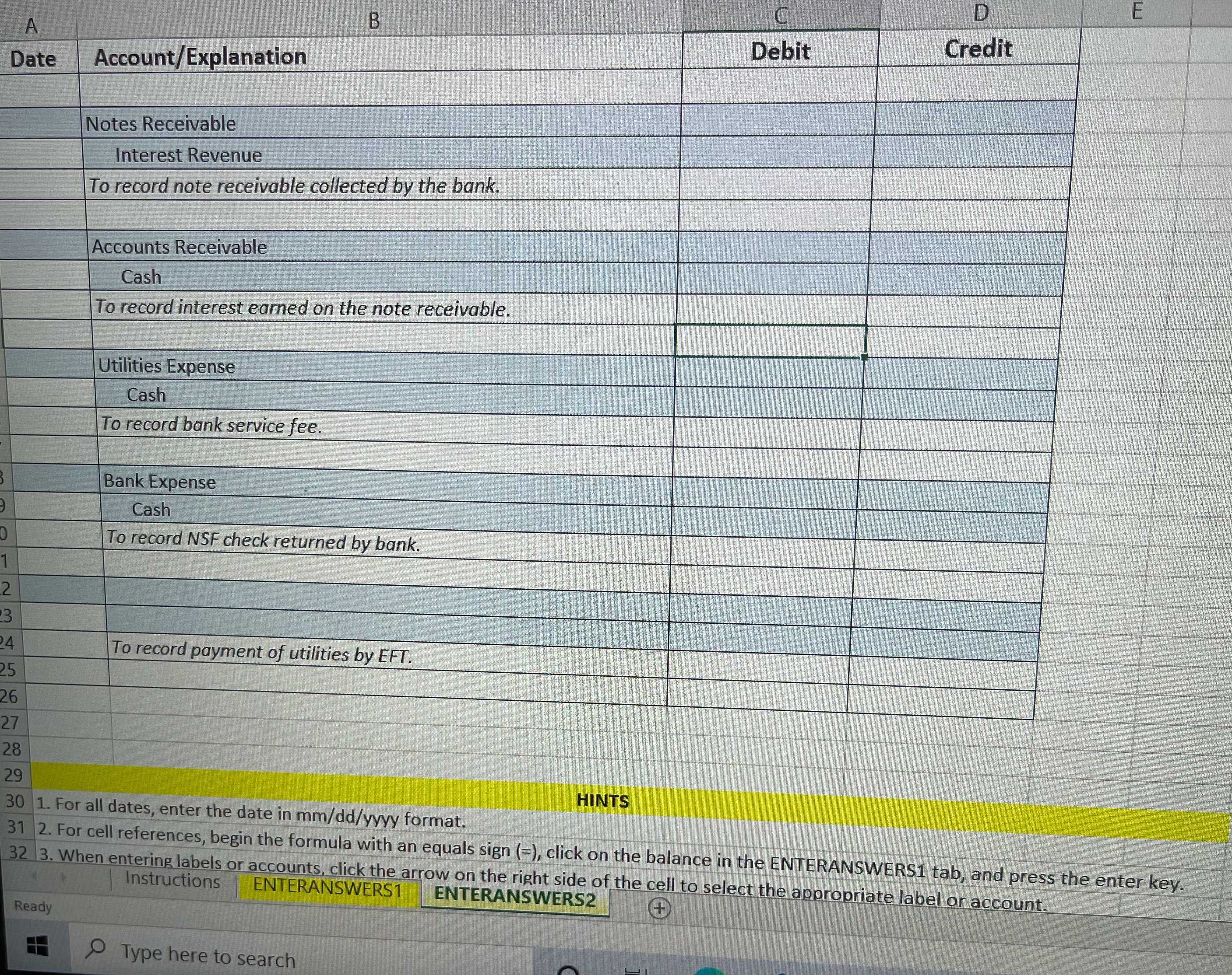 Internal Control and Cash Using Excel for a Bank Reconciliation Lori Anders