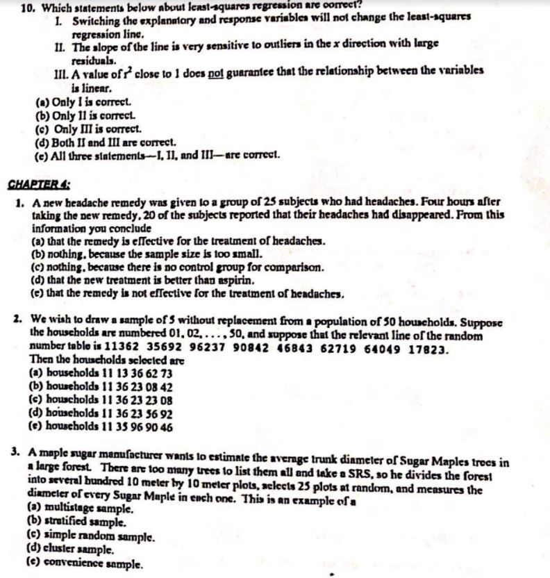 on the attached page. Thank you \f10. Which statements below about least-squares