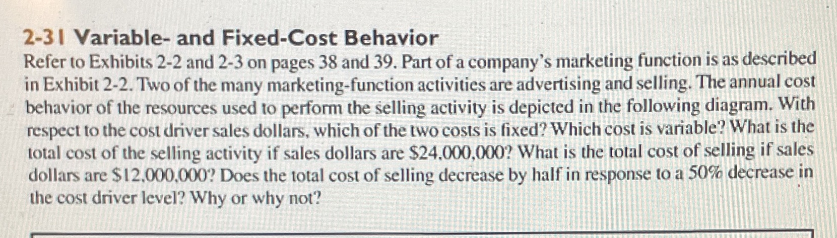 2-31 Variable- and Fixed-Cost Behavior Refer to Exhibits 2-2 and 2-3