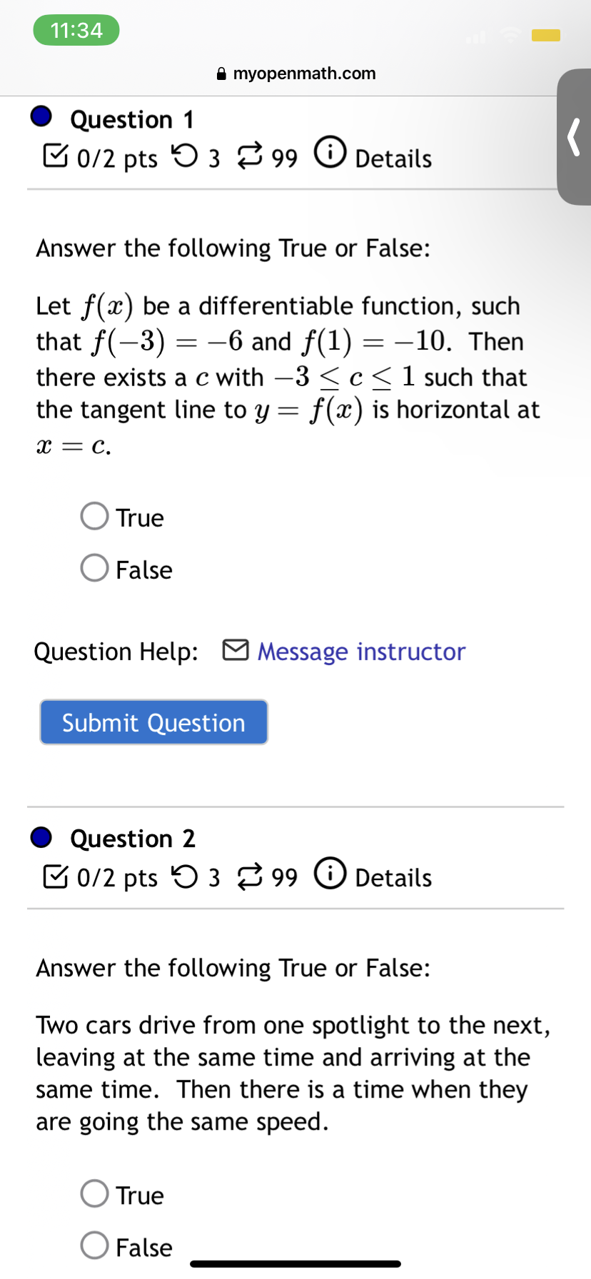 this interval. By the Mean Value Theorem, we know there exists at