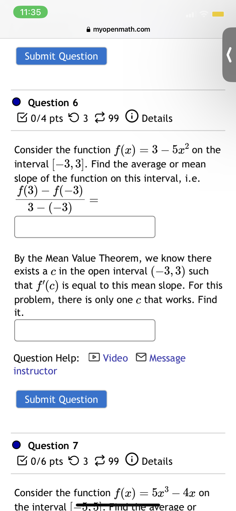 the Mean Value Theorem} seconds after it is thrOWn Question Help: 8