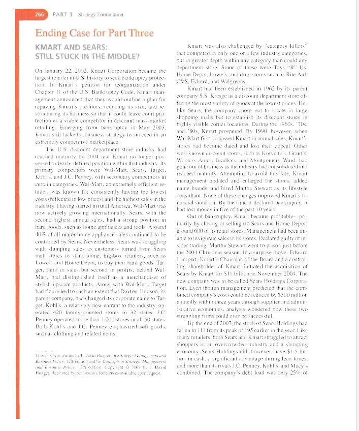 266 PART 3 Striegy Formulation Ending Case for Part Three KMART