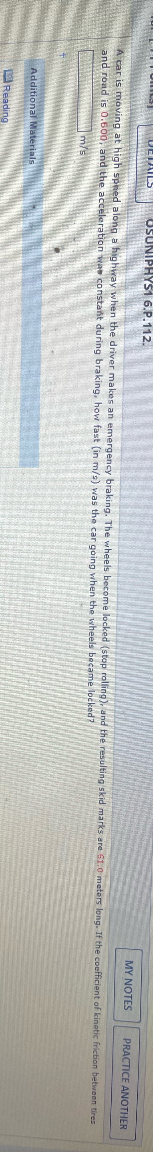 MY NOTES PRACTICE ANOTHER A car is moving at high speed