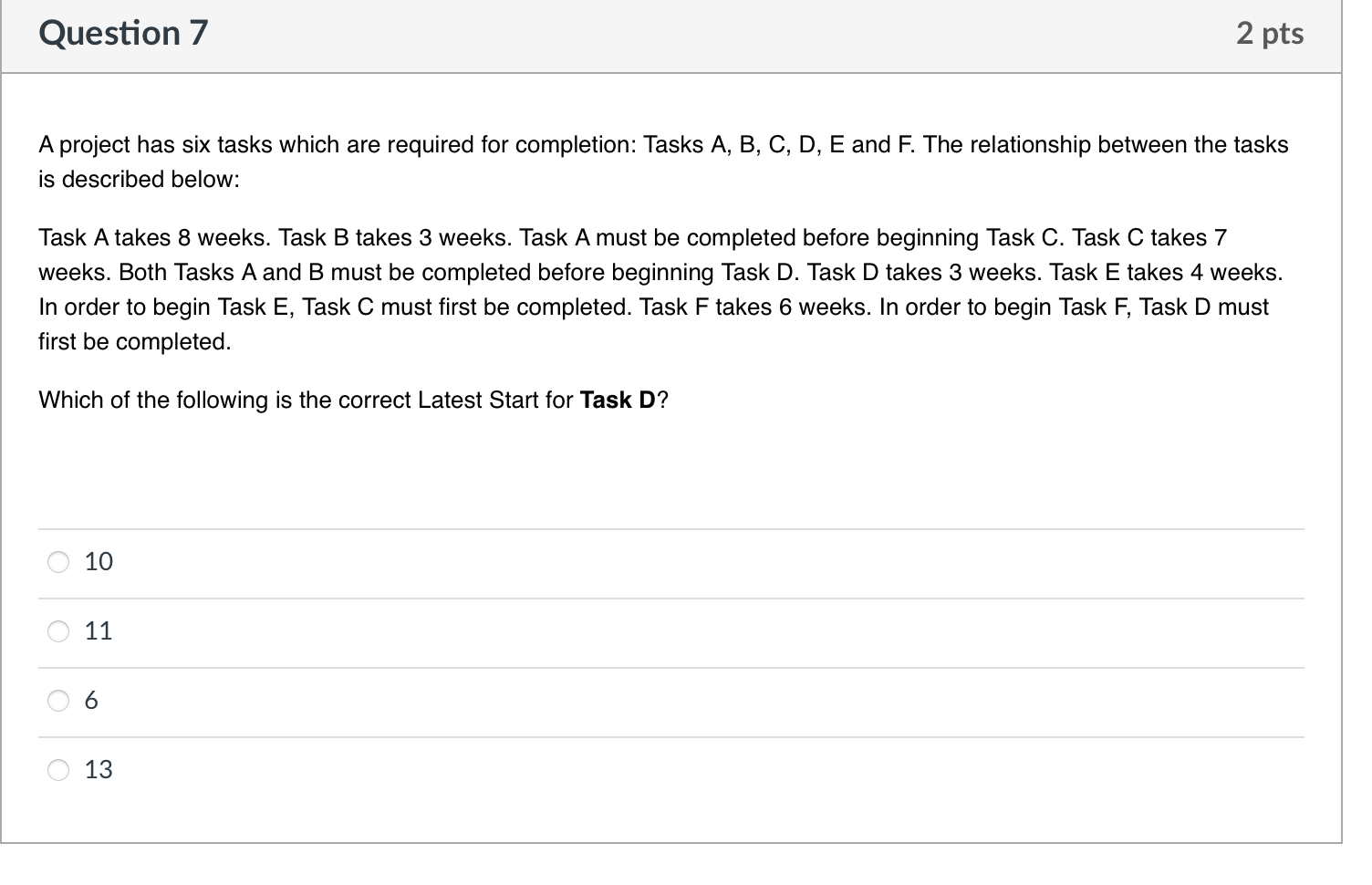 required for completion: Tasks A, B, C, D, E and F. The