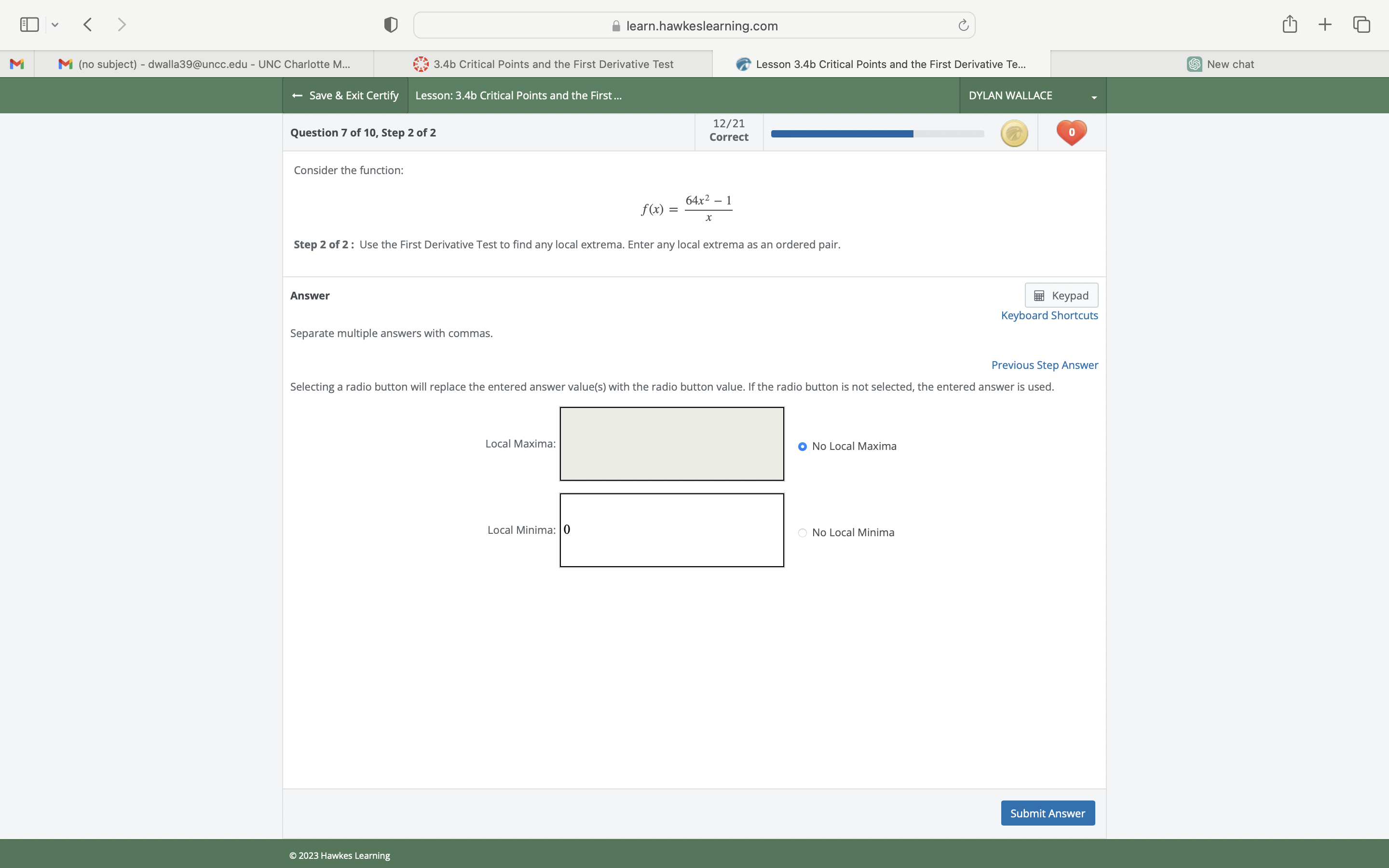 Charlotte M... 3.4b Critical Points and the First Derivative Test Lesson 3.4b