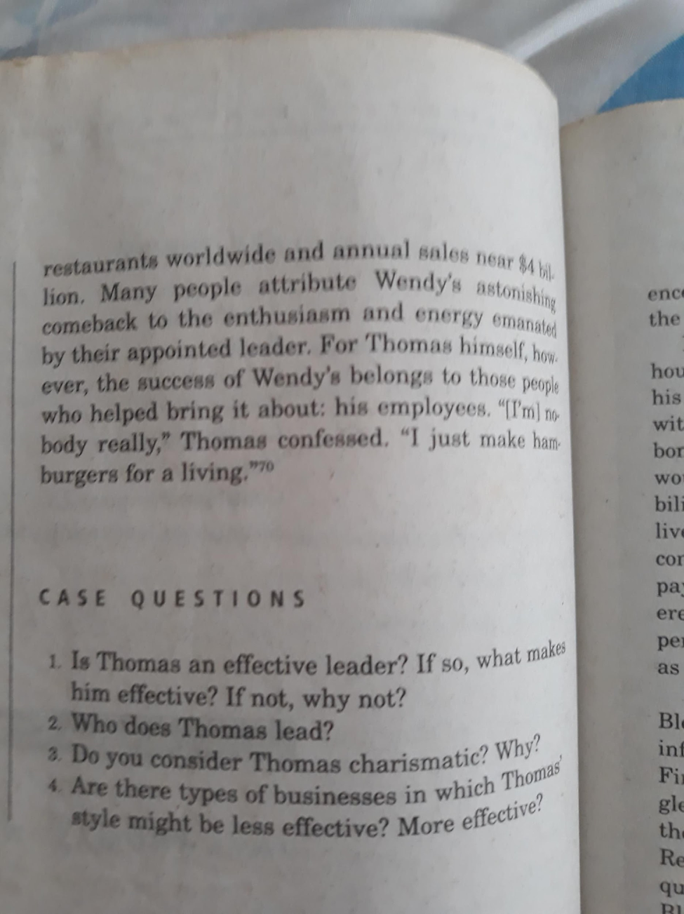 Case Study:DAVID THOMAS: WENDY'S "DAD"Title of the CaseBackground of the CaseStatement
