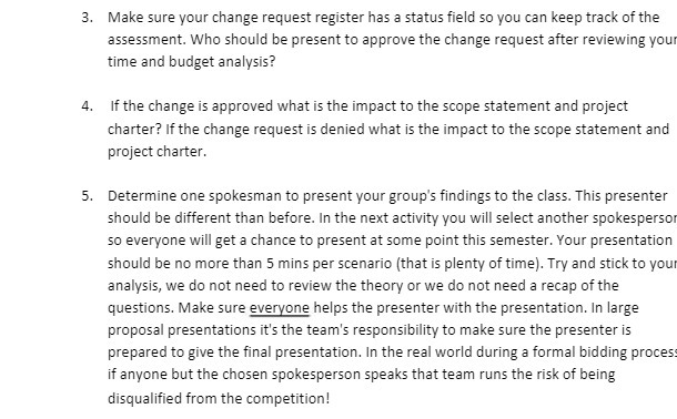3. Make sure your change request register has a status field
