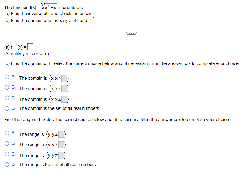 the range of f and f1. (a) f (x) =] (Simplify your