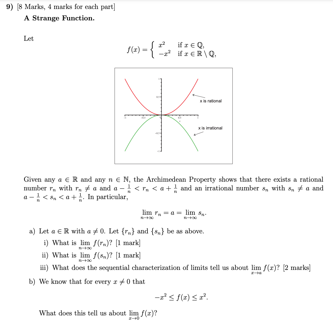 Let f (x) = if x E Q, if x ER \\