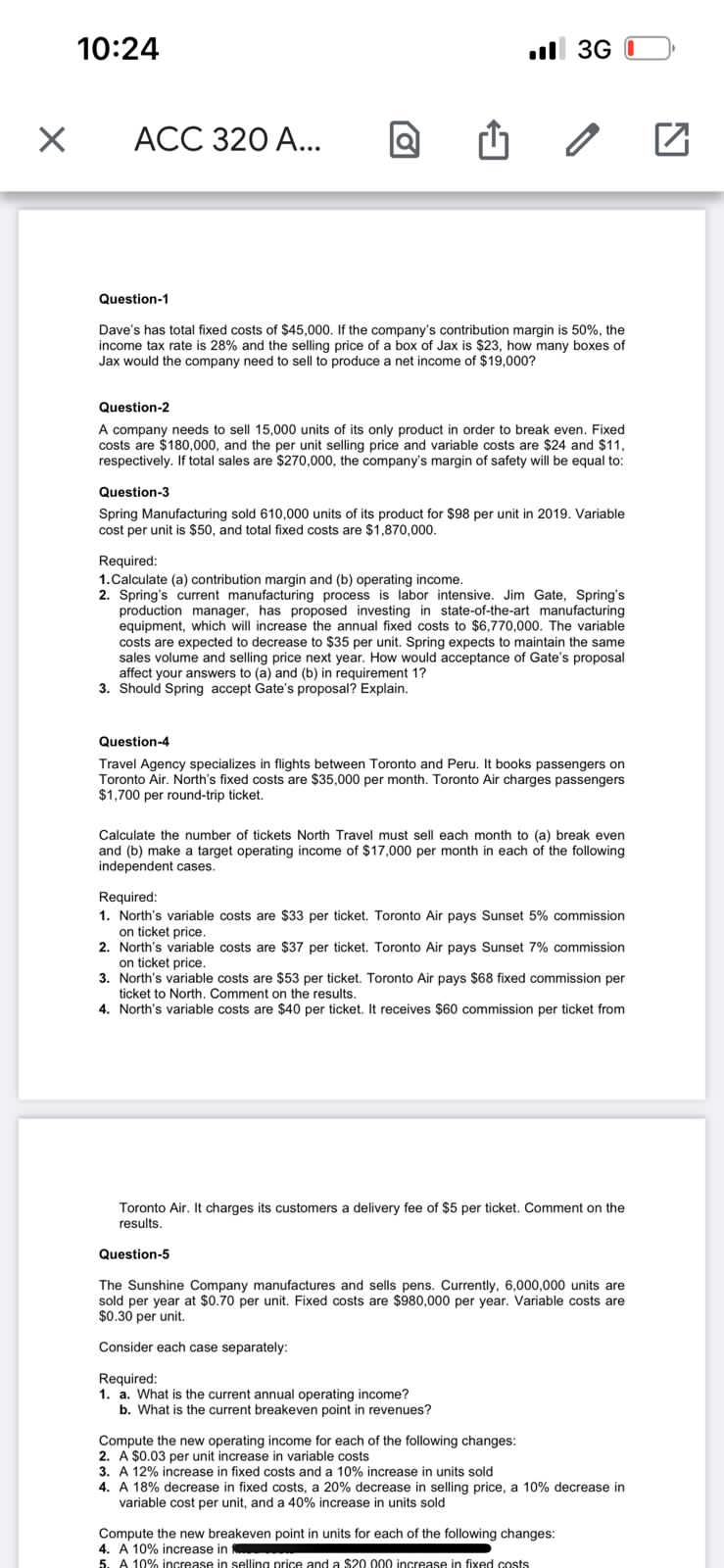 of $45,000. If the company's contribution margin is 50%, the income tax