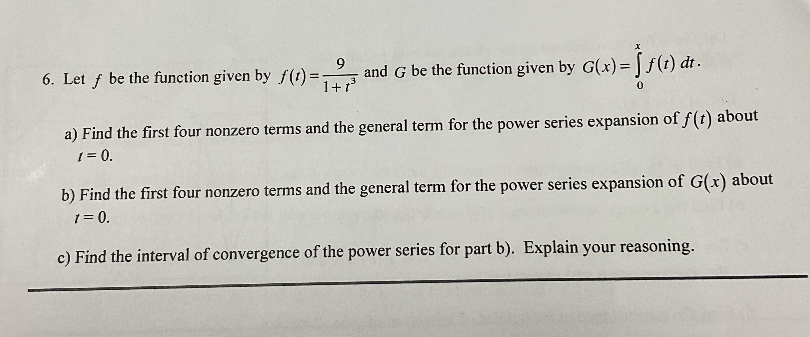  X 6. Let f be the function given by f (t)