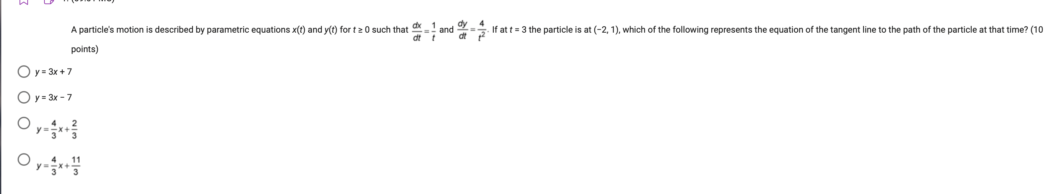 Wm .. \\...-. ....., A particle's motion is described by parametric