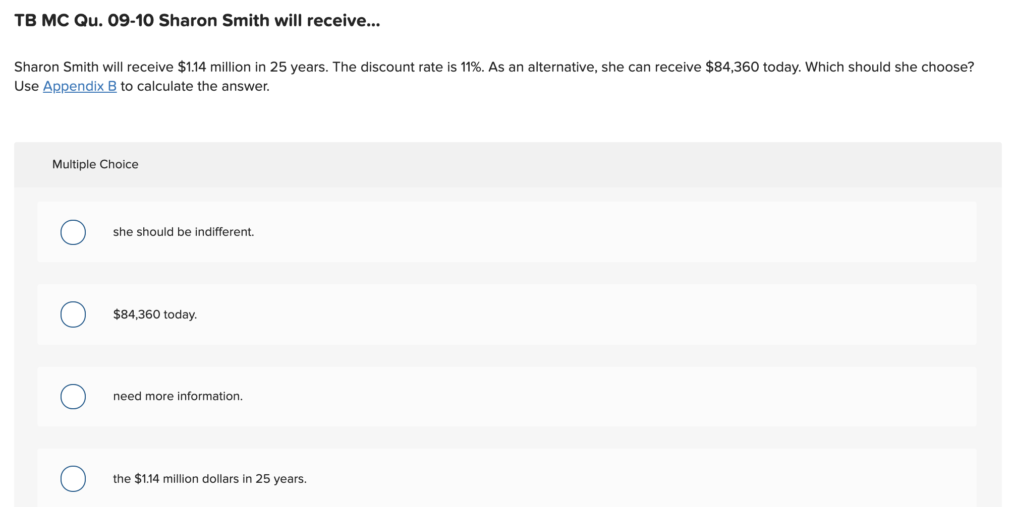 Choice O $102,165 O $86,752 O $92,282 O $73,558TB MC Qu. 09-09