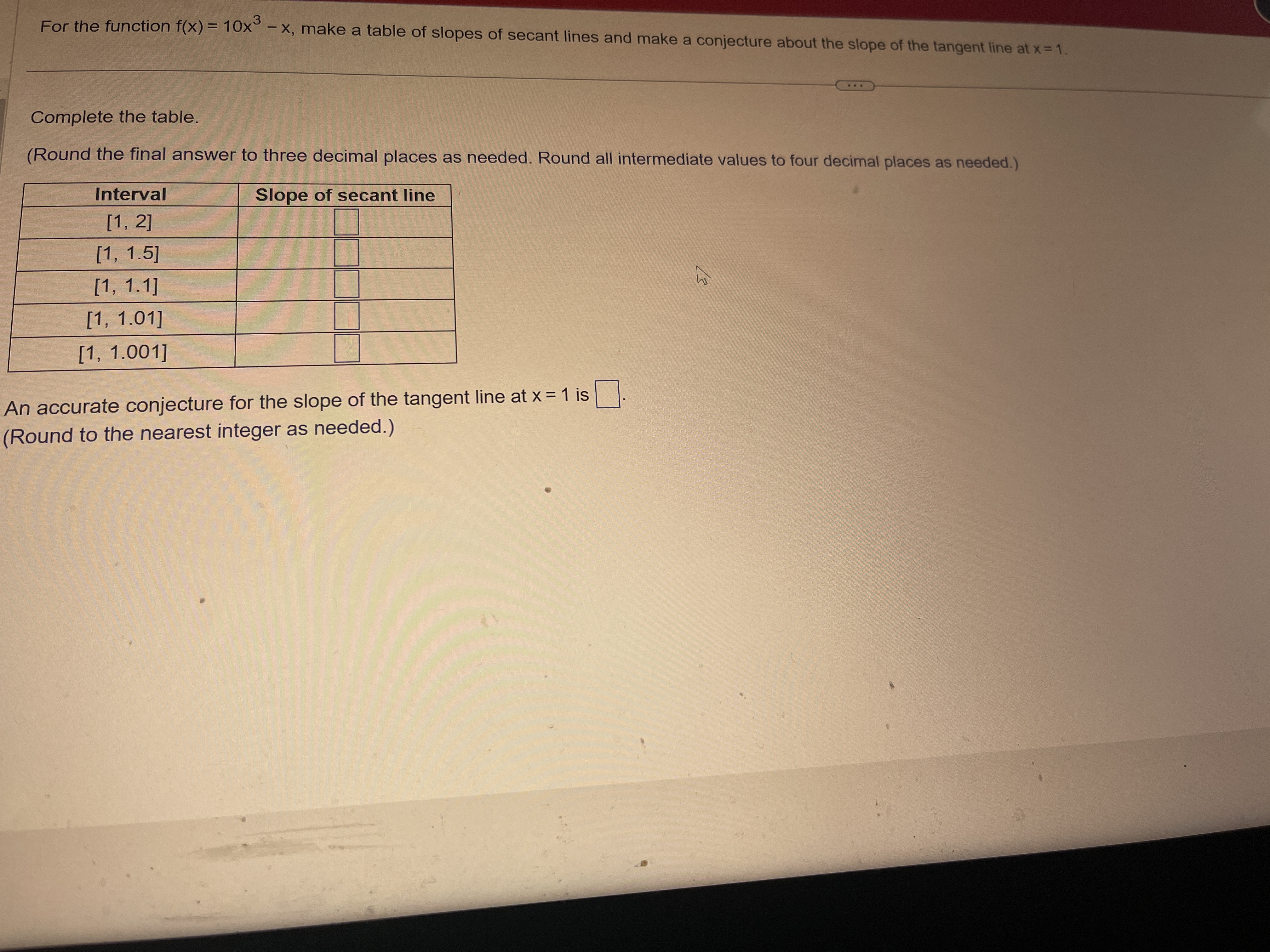 For the function f(x) = 10x - X, make a table