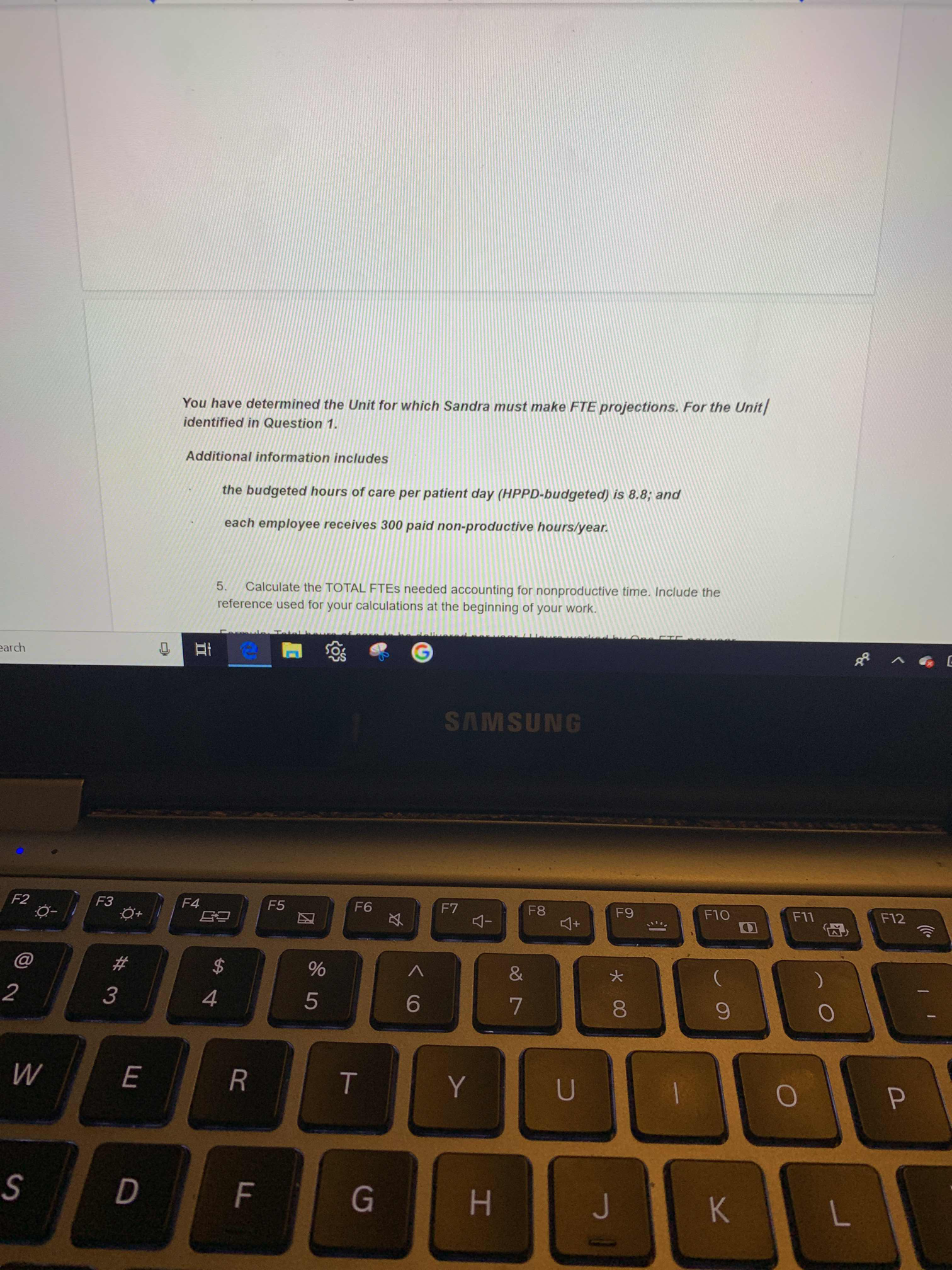 You have determined the Unit for which Sandra must make F