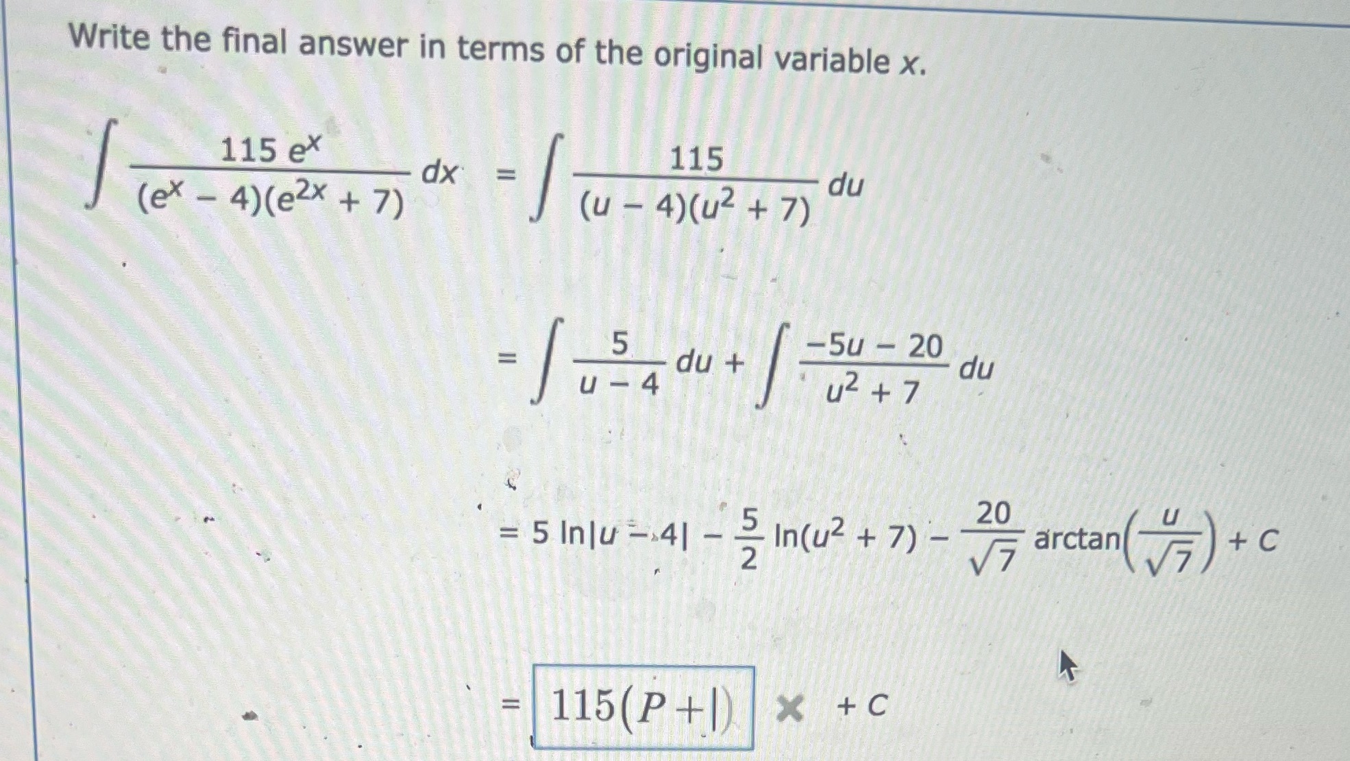 My answer was incorrect can u please send me what your answer