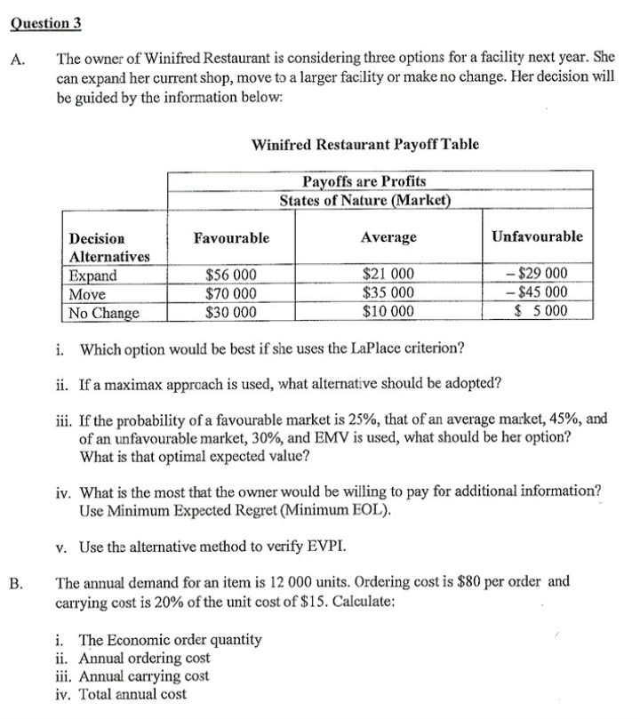 This is a operations research question. Please take your time when answering