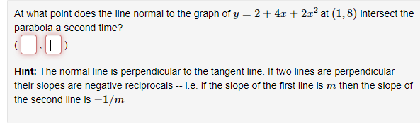 At what point does the line normal to the graph of