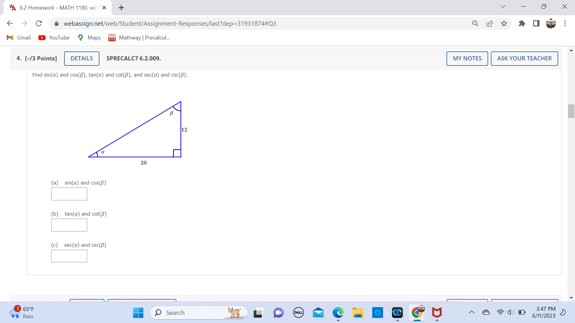 [-/1 Points] DETAILS SPRECALC7 6.6.036.MI. MY NOTES ASK YOUR TEACHER Find the
