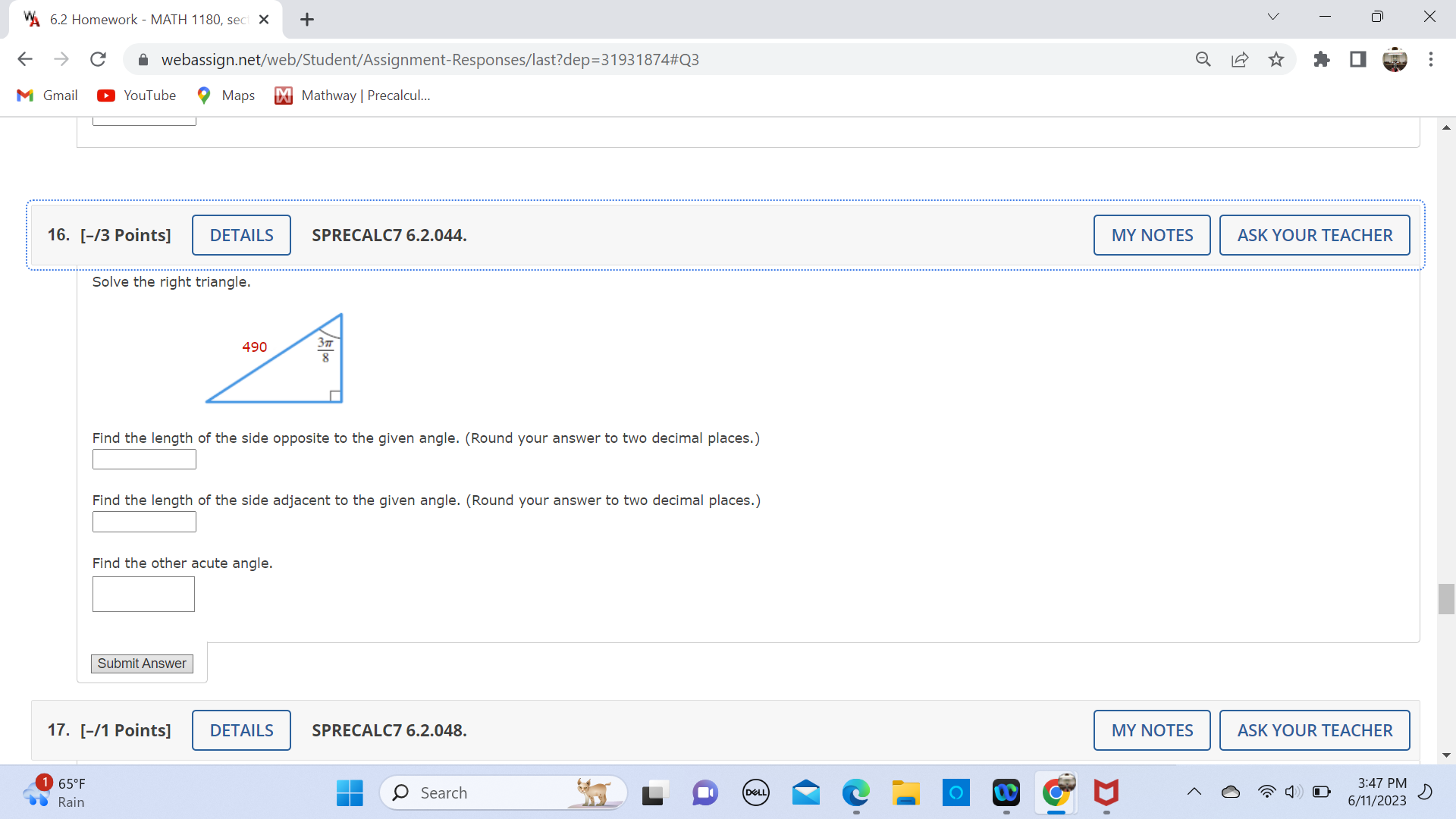 SPRECALC7 6.6.040. MY NOTES ASK YOUR TEACHER A parallelogram has sides of