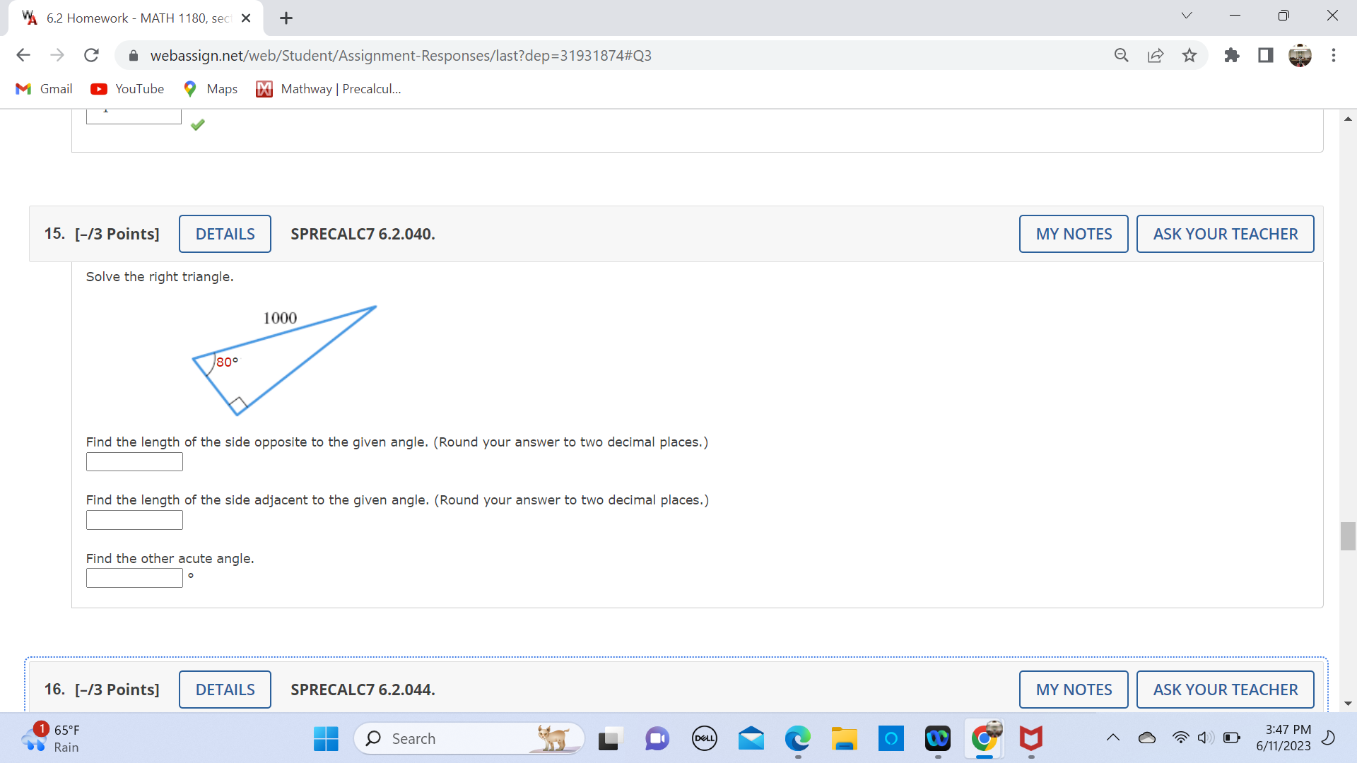 M Gmail YouTube Maps Mathway | Precalcul... 3. [0/6 Points] DETAILS PREVIOUS