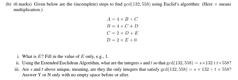 god(132, 558) using Euclid's algorithm: (Here x means multiplication.) A =4x B+C