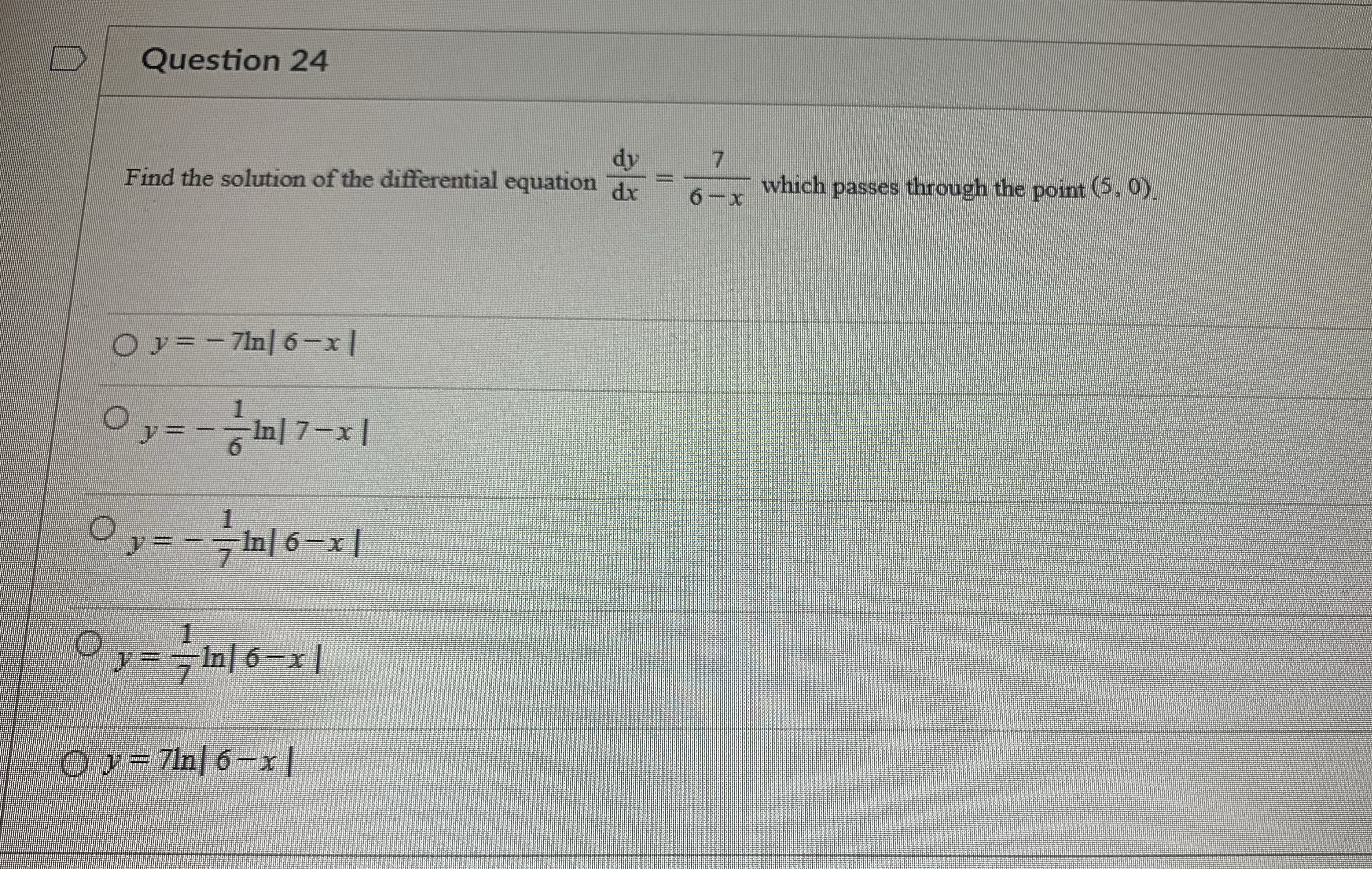 24. Which option is correct? Show work please Question 24 dy 7