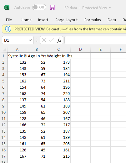 X AutoSave Off H BP data - Protected View File Home