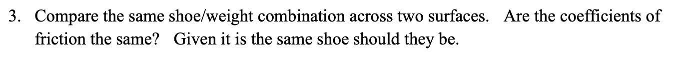 coefficients of friction the same? Given it is the same shoe should
