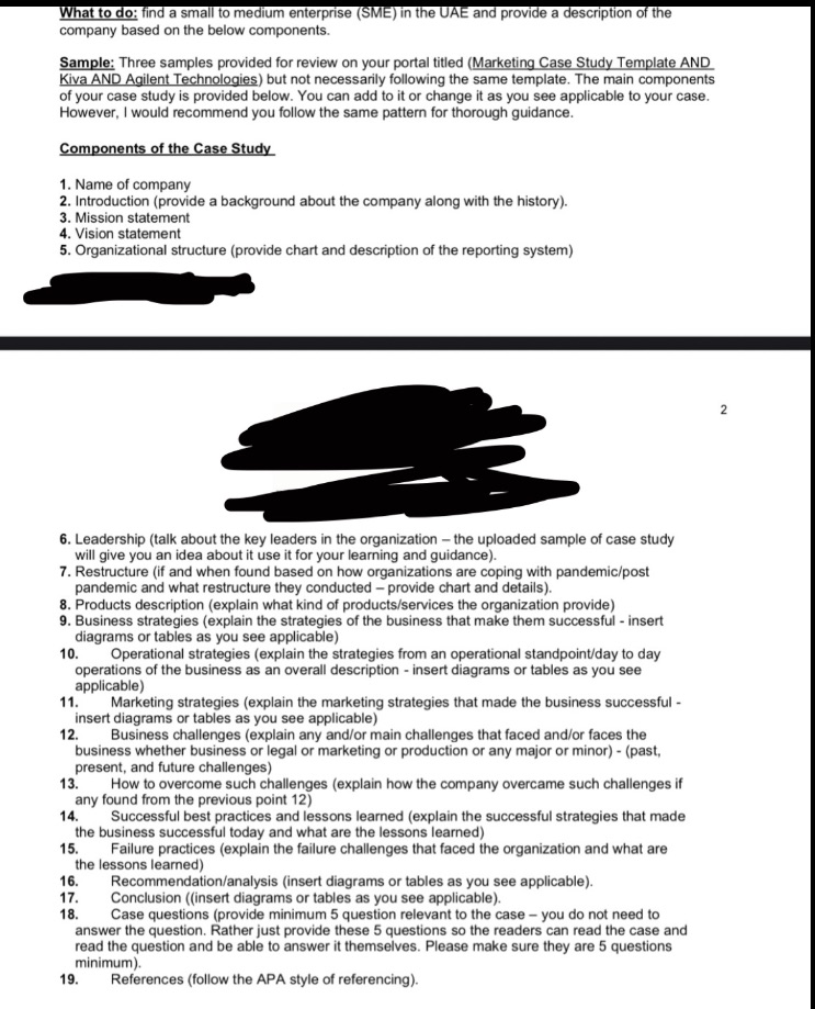  What to do: find a small to medium enterprise (SME) in