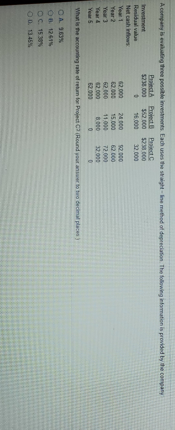 I can't do it. need help A company is evaluating three possible