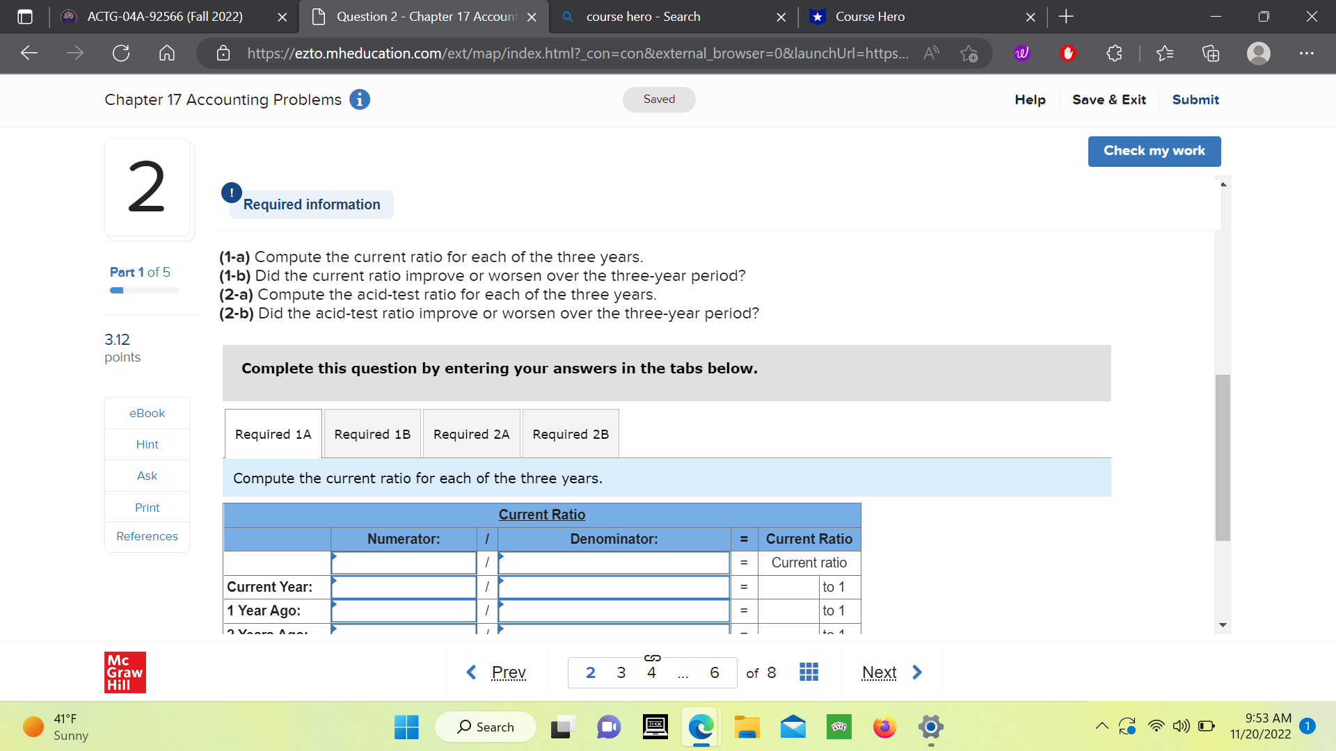  ACTG-04A-92566 (Fall 2022) X Question 2 - Chapter 17 Account X